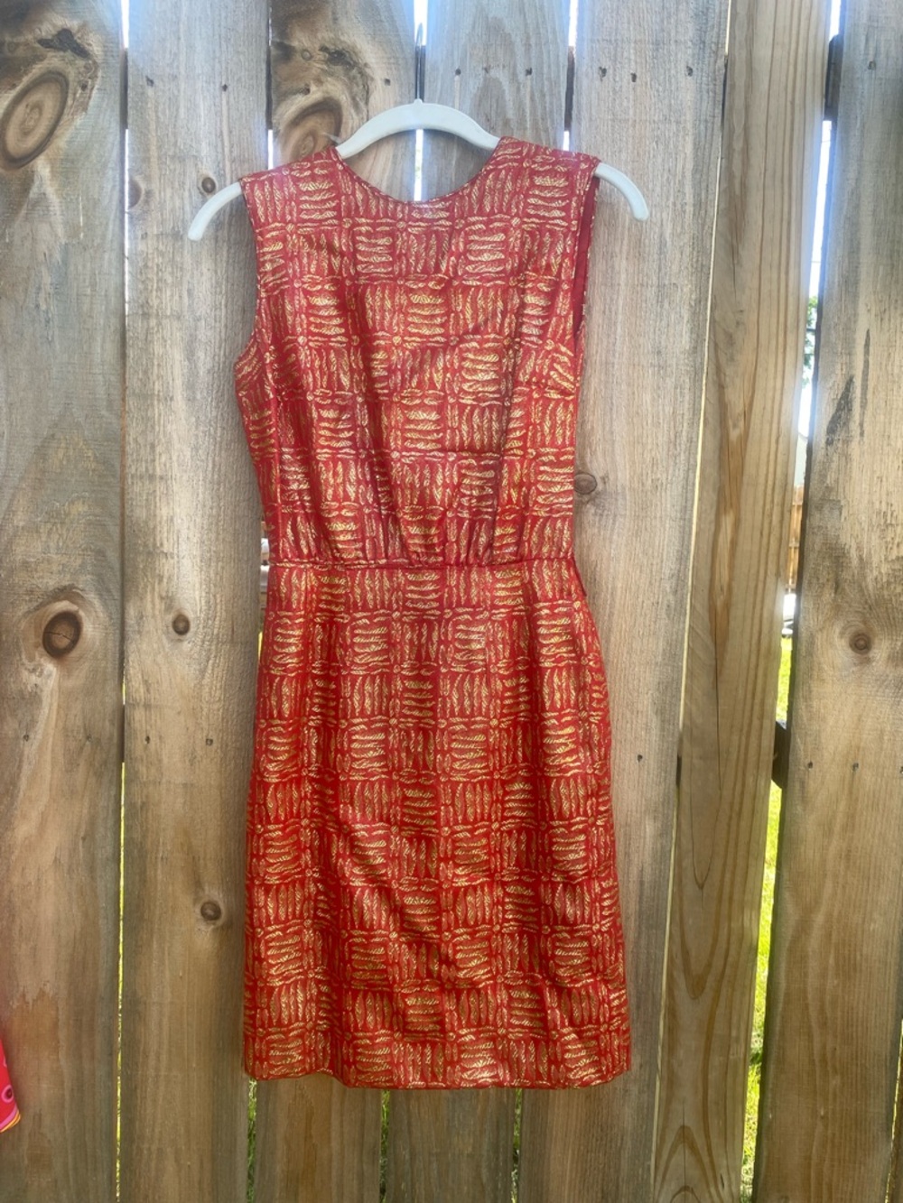 VTG Candy Jones California mini Red Gold Lame Dress Lined xs/s